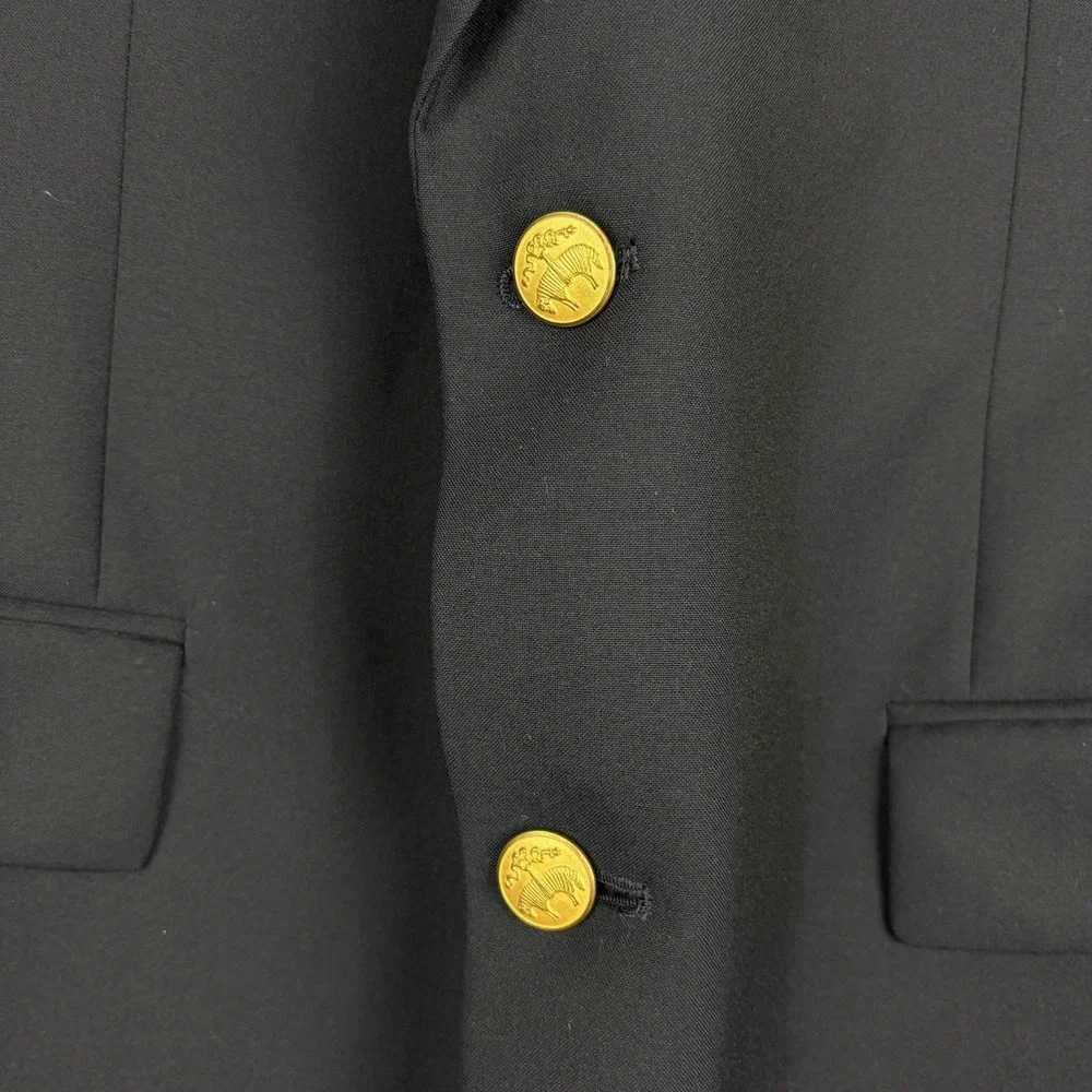 Brooks Brothers Loro Piana Blazer Mens 40R Black Gold Button Brooksease Wool USA